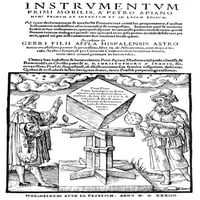Astronomi, 1533. Nastronomi sa svojim instrumentima. Woodcut od Petrus Apianus '' Folium populi ', Ingolstadt,