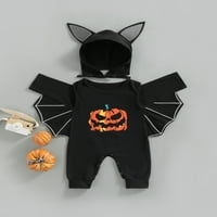 Izhanski novorođenče Beby Boy Halloween Outfits bundeve Print Dugi rukav Ramelj Playsuit + Hat Fall odjeća