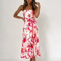 Ženski ljetni zavoj cvjetni štampani bez naramenica za zabavu duge maksi haljine za odmor