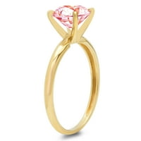 0.5 ct okrugli rez roze simulirani dijamant 14k žuto zlato gravura Izjava Godišnjica angažman vjenčanje