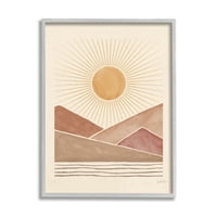 Stupell Industries Boho Desert Sunrise Vintage Pejzažni geometrijski oblici Grafički umjetnost Siva Umještena