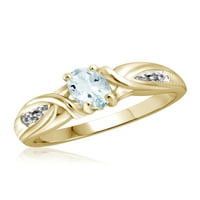 JewelersClub Aquamarinski prsten nakit - 0. Karat Aquamarine 14K pozlaćeni srebrni prsten nakit sa bijelim