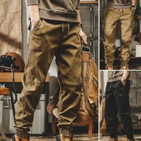 Fusipu muške pantalone jednobojne labave džepove prolećna jesen Vintage kargo pantalone sa vezicama za