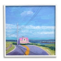 Stupell Industries Vivid Seaside Cottage Road mirni okeanski povjetarac slika bijeli uokvireni umjetnički