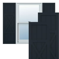 Ekena Millwork 12 W 56 H True Fit PVC Centar X-Board seoska kuća sa fiksnim nosačem, Noćno plava bez zvijezda