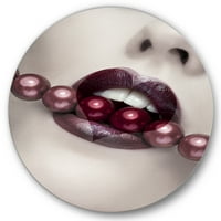 PROIZVODNJA Biseri kroz usta sa usnama Modern krug metalna zidna umjetnost - disk od 29