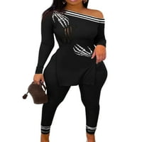 Colisha ženska trenerka skinula pantalone s gornjim dijelovima ramena Dugi rukav dva outfita Casual Wokr životinjski Print traper plavi XL