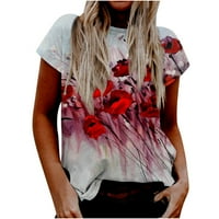Ženski okrugli vrat Digitalni cvjetni Print kratki rukav majica Top bluza Funny Tshirts svakodnevni vrhovi