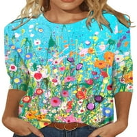 Paille ženska cvjetna Print Bohemian T-shirt Casual Osnovni pulover posada vrat Boho Tee T Shirt