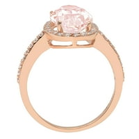 2.27 ct ovalni rez pink simulirani dijamant 18k pink rose gold gravura izjava svadbena godišnjica angažovanje