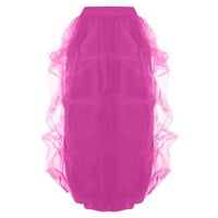 Charella ženski til duga suknja visokog struka s volanima dužina poda vjenčanje Puffy Maxi suknje Hot Pink, XL